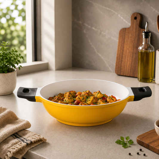 GABRY Ceramic Coated Die-Cast Kadai 24 cm | Induction Base