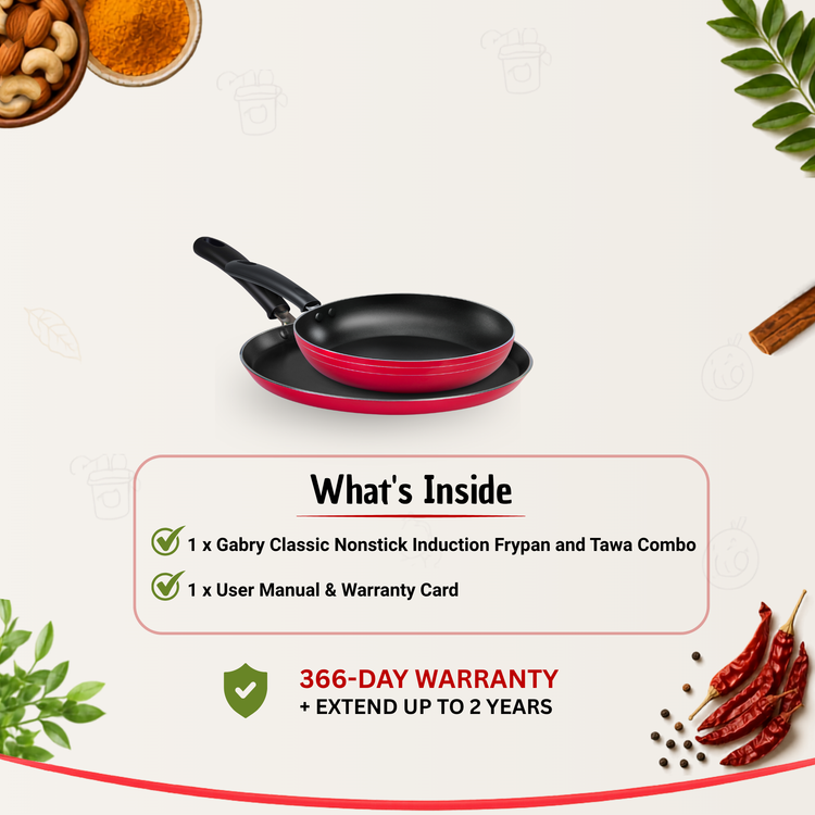 Gabry Classic Non-Stick 2-Piece Induction Combo | Fry Pan & Dosa Tawa