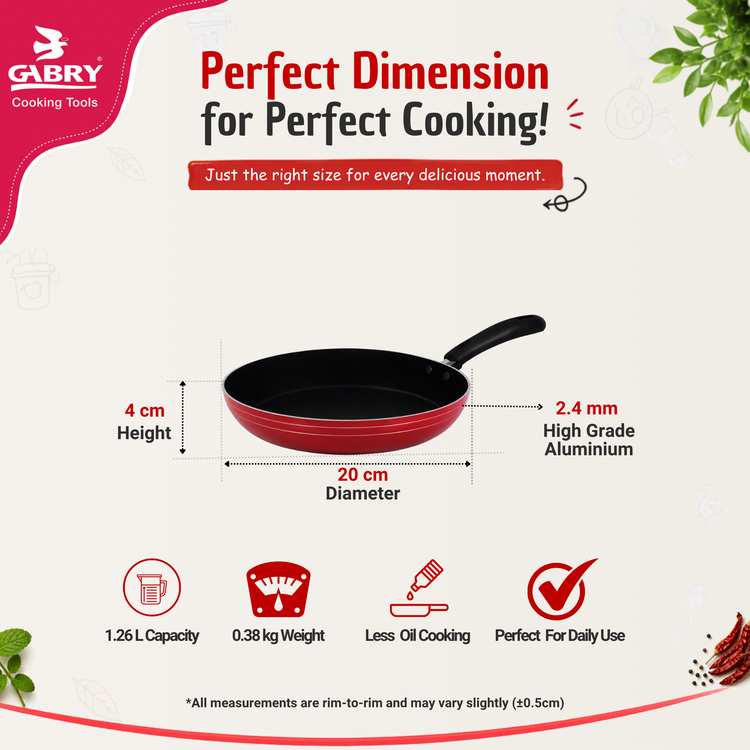 GABRY Non-Stick Baby Fry Pan 20 cm | Tadka & Single Egg Size