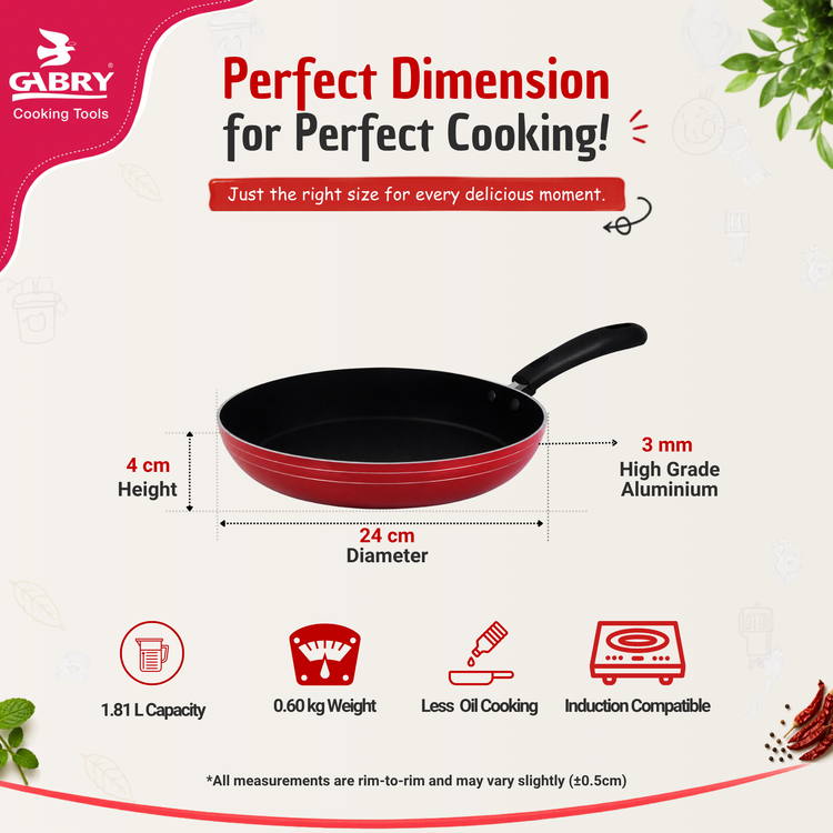 GABRY Non-Stick Fry Pan | Induction Base | Without Lid | PFOA-Free