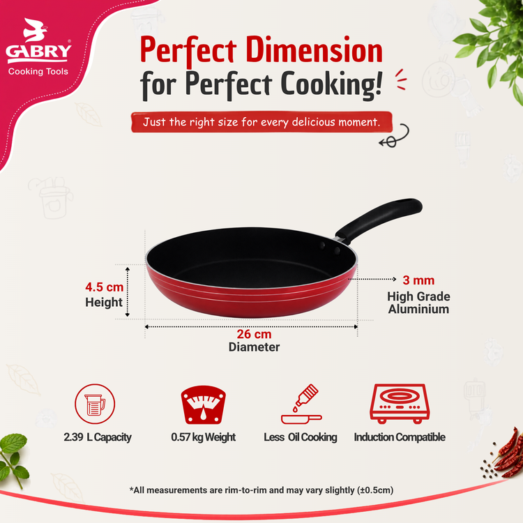 GABRY Non-Stick Fry Pan | Induction Base | Without Lid | PFOA-Free