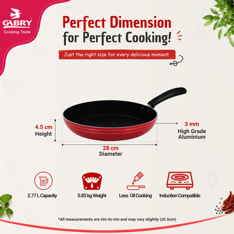 GABRY Non-Stick Fry Pan | Induction Base | Without Lid | PFOA-Free