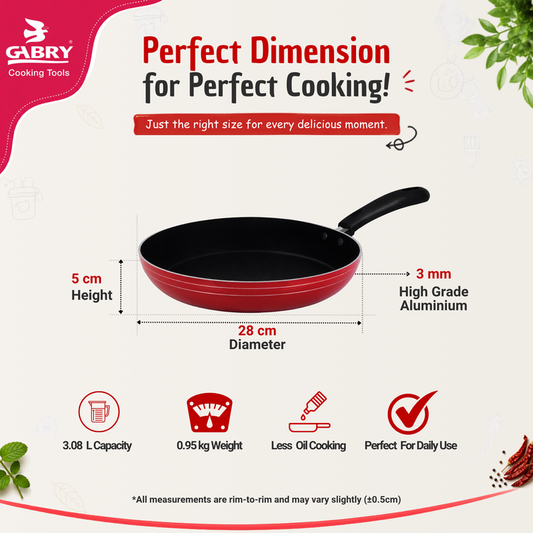 GABRY Non-Stick Fry Pan | Without Lid | PFOA-Free | Bakelite Handle