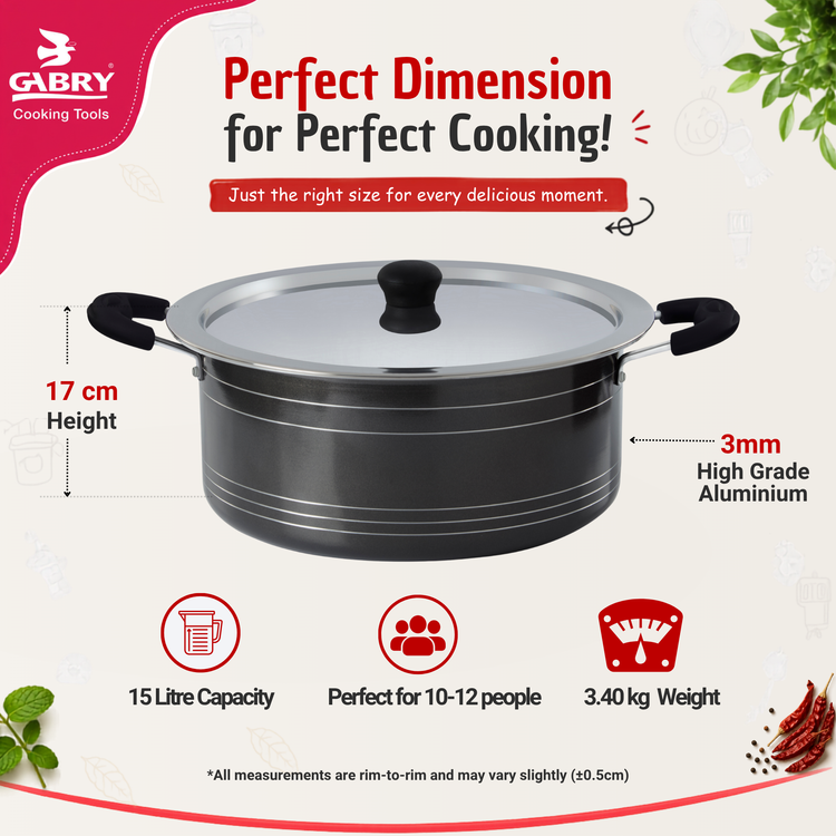 Gabry Non-Stick Biryani Pot | PFOA-Free | 3-Layer Coating | Aluminium Lid