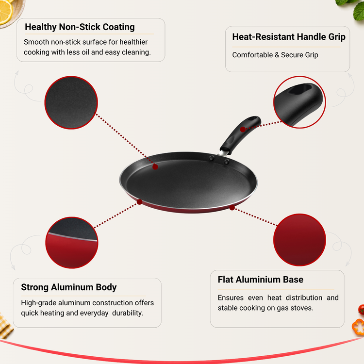Gabry Classic Non-Stick 2-Piece Combo | Fry Pan & Dosa Tawa | Large