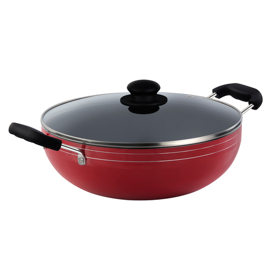 GABRY Non-Stick Kadai | Glass Lid | PFOA-Free | Elegant Plus Series