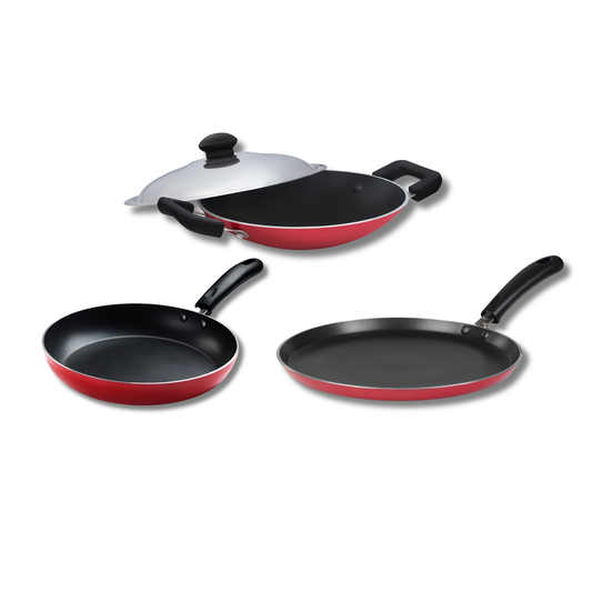 Gabry Classic Non-Stick 4-Piece Combo | Frypan, Appachatty & Lid, Tawa