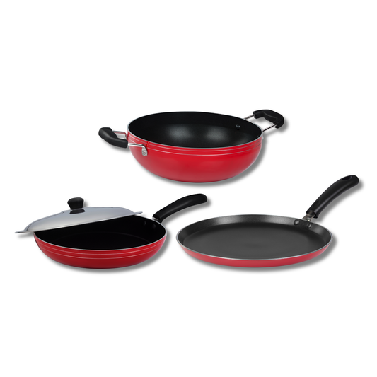 Gabry Classic Non-Stick 4-Piece Induction Combo | Kadai, Tawa & Fry Pan