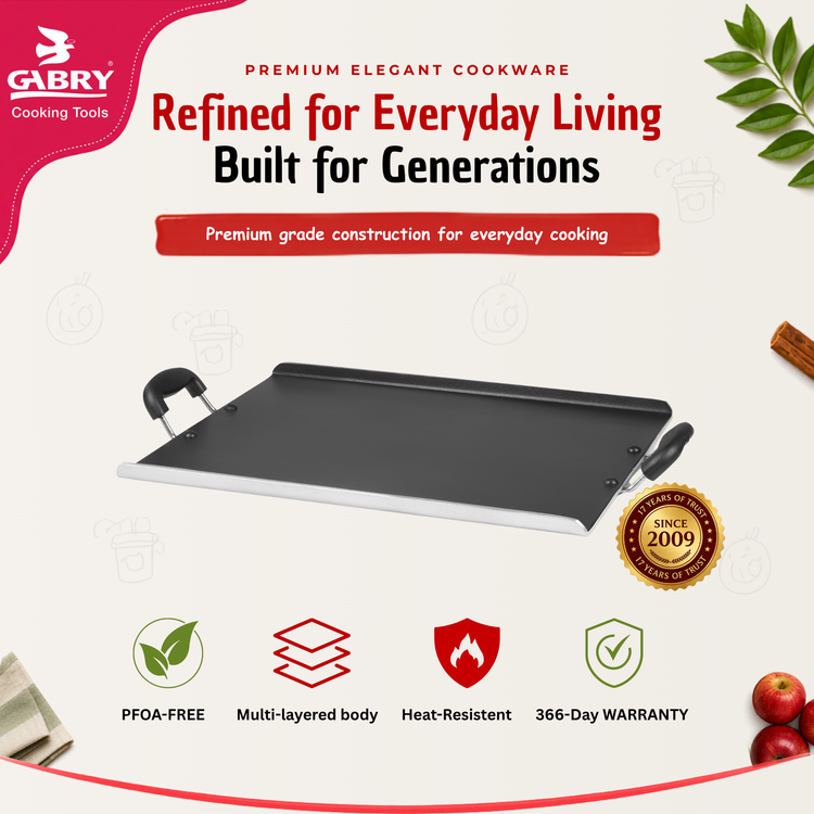 Gabry Non-Stick Raised Edge Pathiri Tawa | PFOA-Free | 3-Layer Coating | Elegant Series