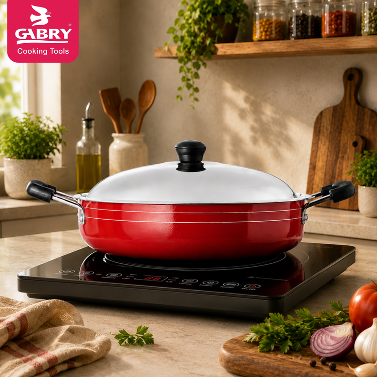 GABRY Non-Stick Induction Saute Pan | PFOA-Free | 3-Layer | Steel Lid
