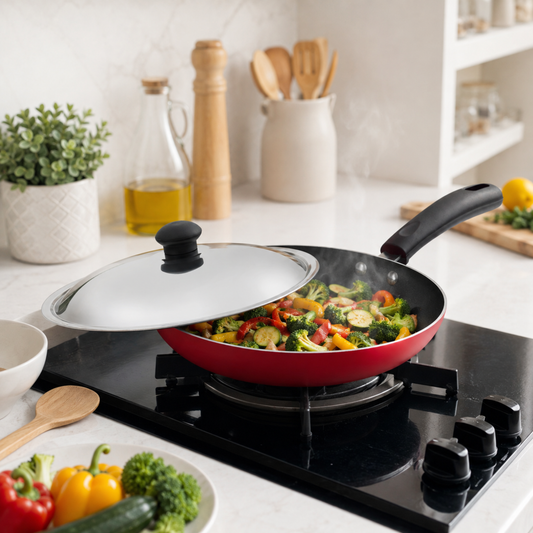 GABRY Classic Non-Stick Fry Pan | Steel Lid | PFOA-Free | Frying