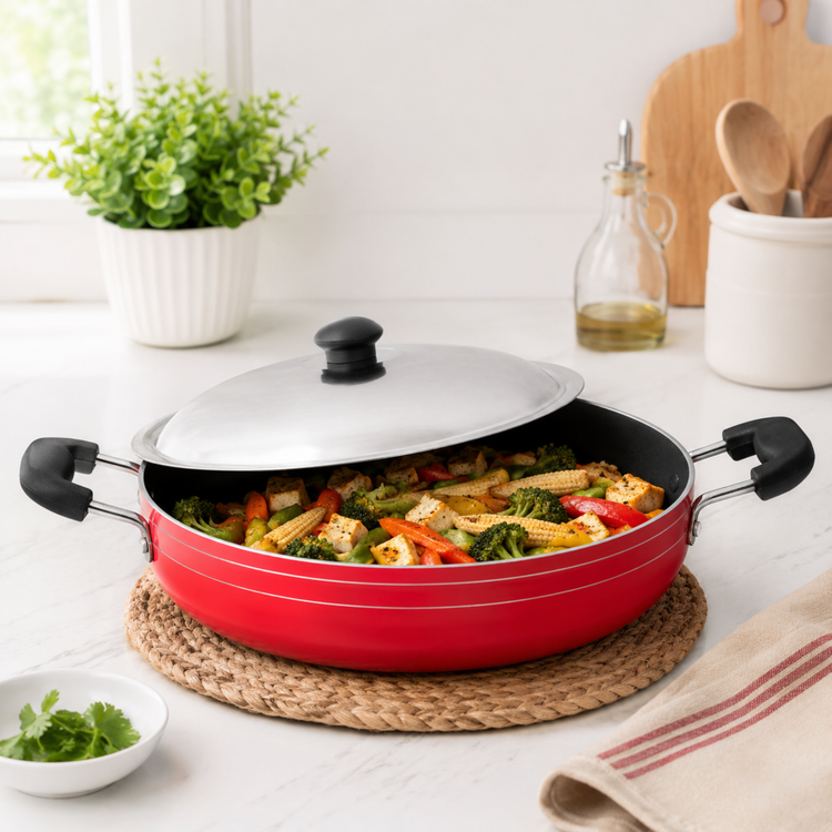 GABRY Non-Stick Saute Pan | PFOA-Free | 3-Layer Coating | Steel Lid