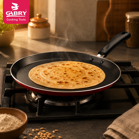 GABRY Non-Stick Dosa Tawa | PFOA-Free | 3-Layer Coating | Bakelite