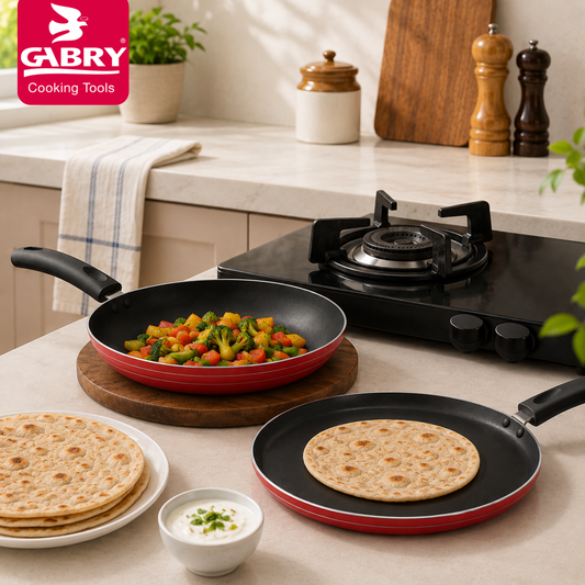 Gabry Classic Non-Stick 2-Piece Combo | Fry Pan & Dosa Tawa | Large