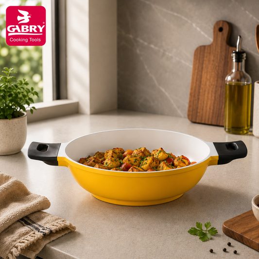 GABRY Ceramic Coated Die-Cast Kadai 24 cm | Induction Base