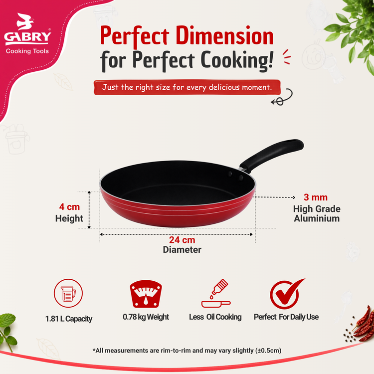 GABRY Non-Stick Fry Pan | Without Lid | PFOA-Free | Bakelite Handle