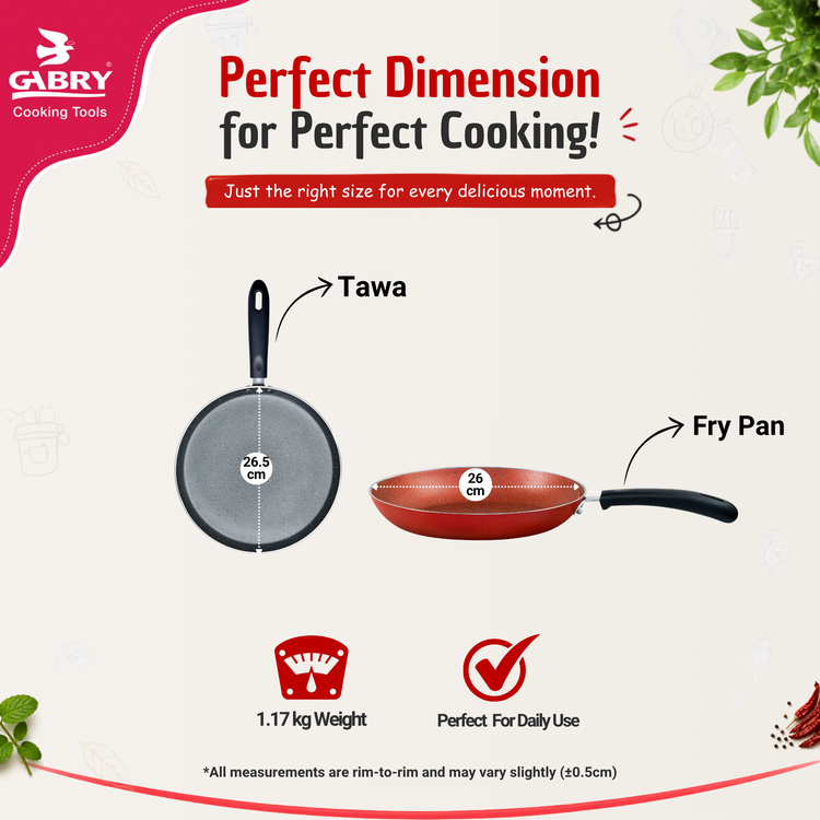 Gabry Galaxy Non-Stick 2-Piece Combo | Fry Pan, Dosa Tawa