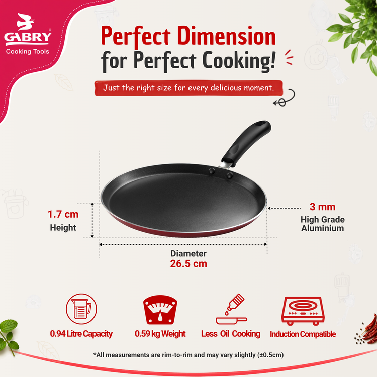 GABRY Non-Stick Induction Dosa Tawa | PFOA-Free | 3-Layer Coating