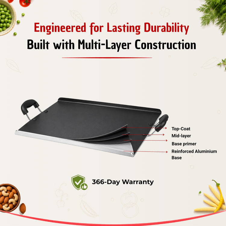 Gabry Non-Stick Raised Edge Pathiri Tawa | PFOA-Free | 3-Layer Coating | Elegant Series