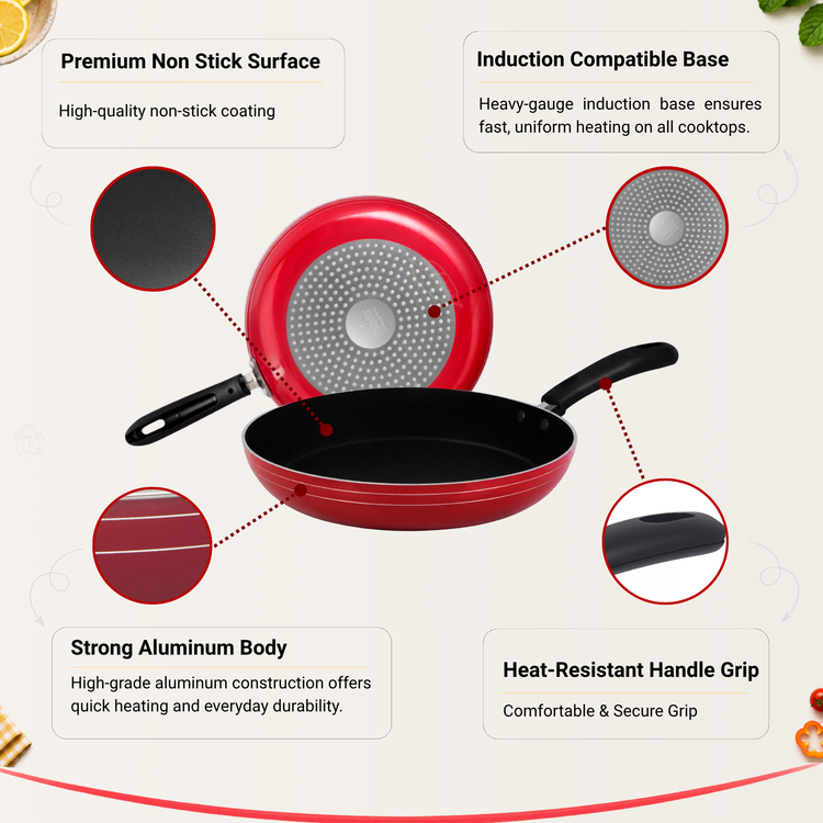 GABRY Non-Stick Fry Pan | Induction Base | Without Lid | PFOA-Free