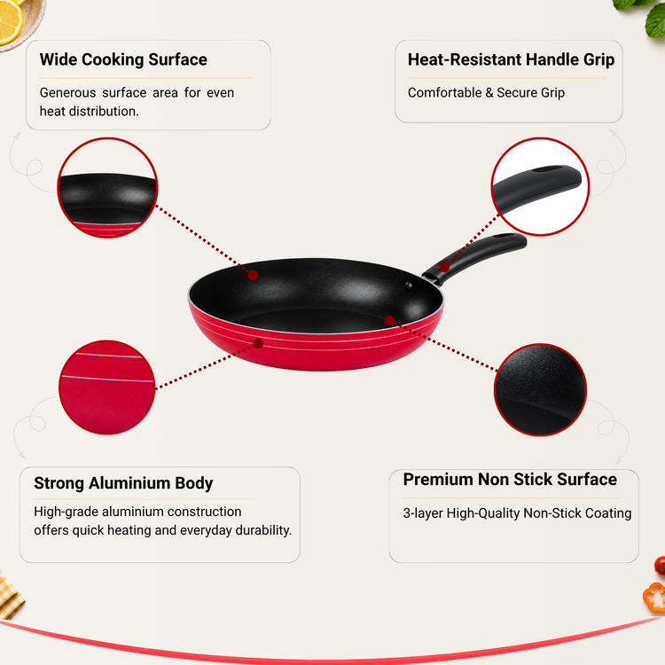 GABRY Non-Stick Fry Pan | Without Lid | PFOA-Free | Bakelite Handle