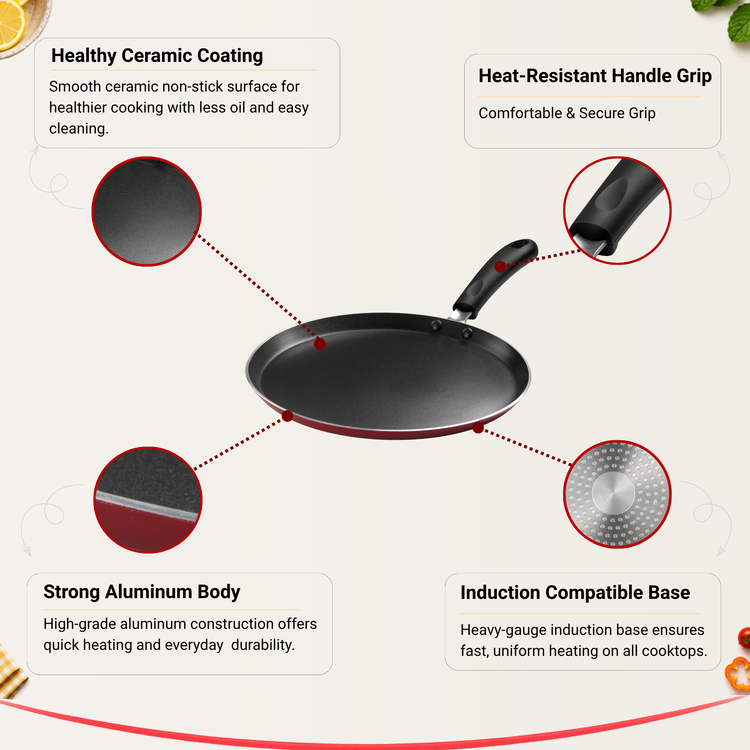 Gabry Classic Non-Stick 2-Piece Induction Combo | Fry Pan & Dosa Tawa