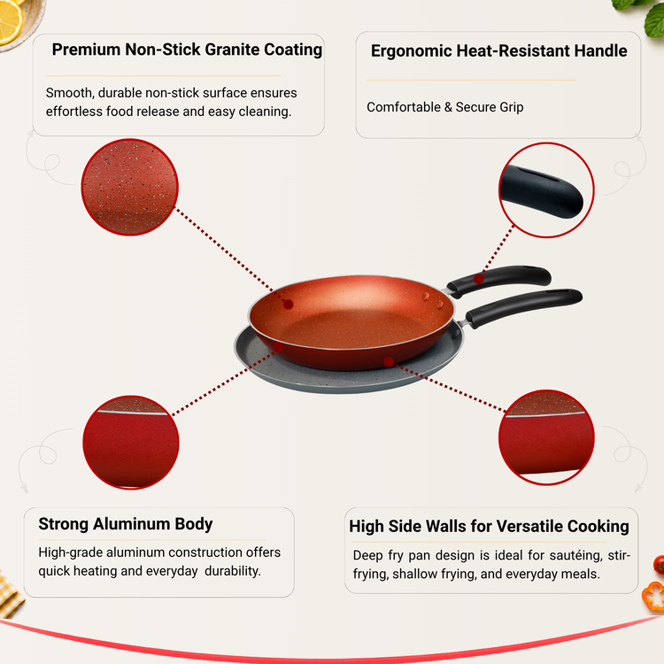 Gabry Galaxy Non-Stick 2-Piece Combo | Fry Pan, Dosa Tawa