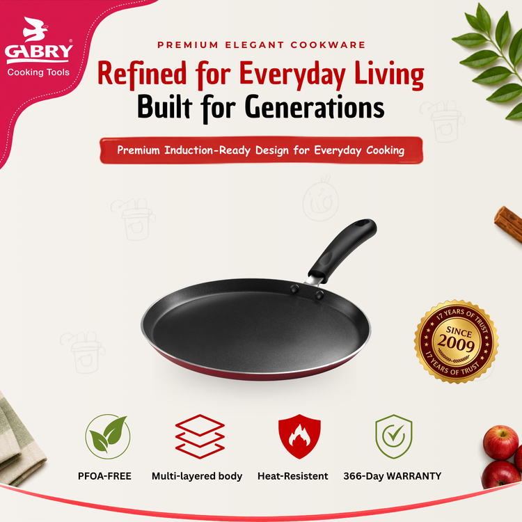 GABRY Non-Stick Induction Dosa Tawa | PFOA-Free | 3-Layer Coating