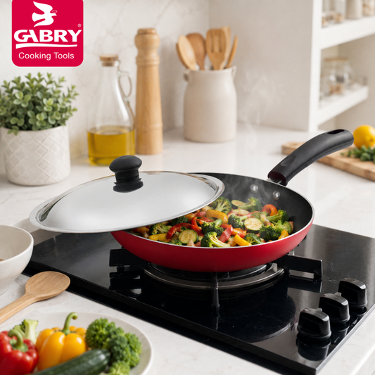 GABRY Classic Non-Stick Fry Pan | Steel Lid | PFOA-Free | Frying
