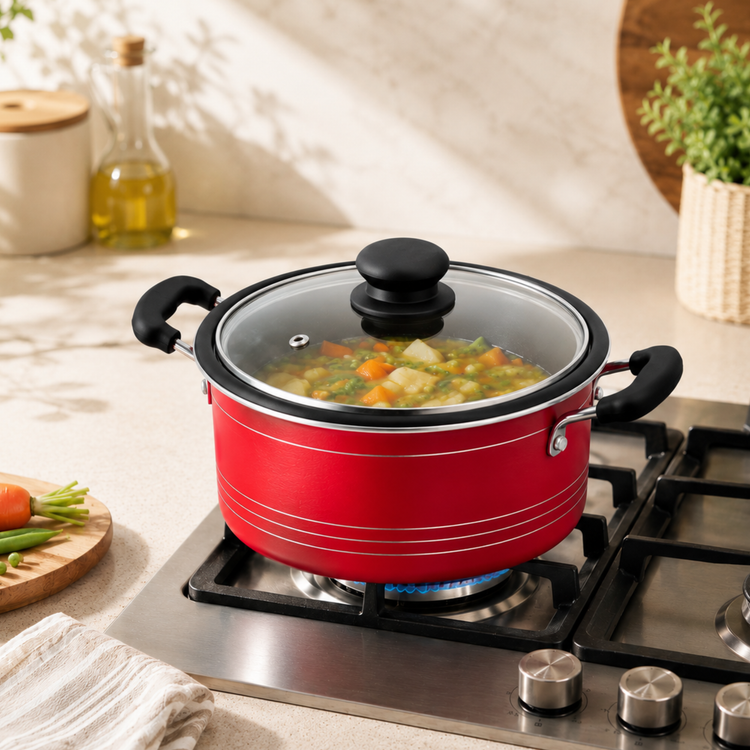Gabry Non-Stick Stew Pot 20 cm | Glass Lid | PFOA-Free | Elegant Plus