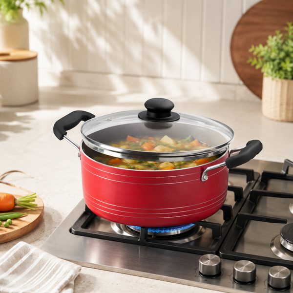 Gabry Non-Stick Cooking Pot | Glass Lid | PFOA-Free | Elegant Plus Series