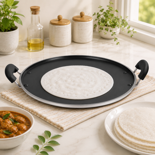 GABRY Non-Stick Pathiri Tawa | Round | Cast Plate | Roti & Dosa Griddle | Elegant Series