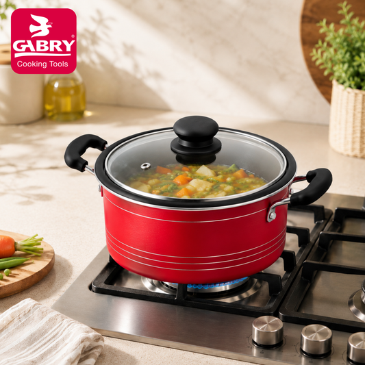 Gabry Non-Stick Stew Pot 20 cm | Glass Lid | PFOA-Free | Elegant Plus
