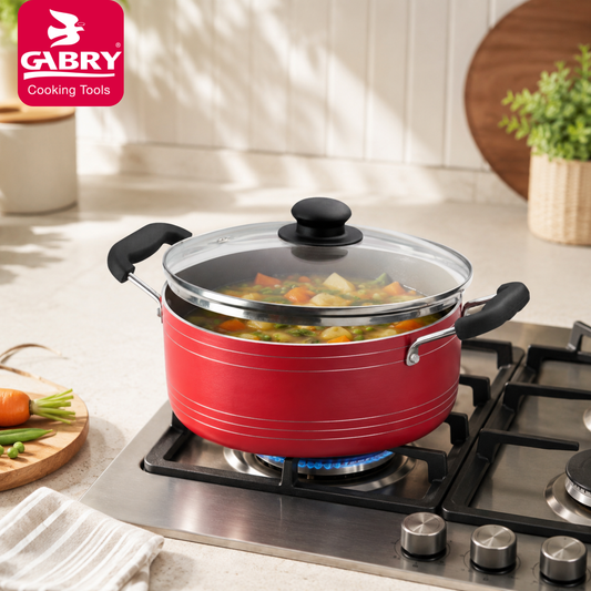 Gabry Non-Stick Cooking Pot | Glass Lid | PFOA-Free | Elegant Plus Series