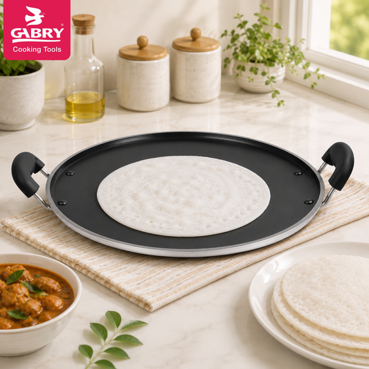 GABRY Non-Stick Pathiri Tawa | Round | Cast Plate | Roti & Dosa Griddle | Elegant Series